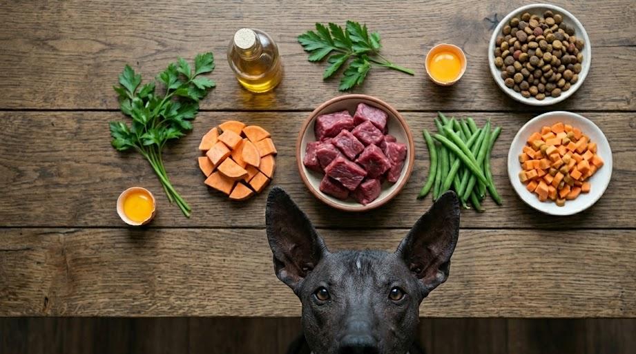 Xoloitzcuintle diet feeding a nutritious meal to a Xoloitzcuintle dog
