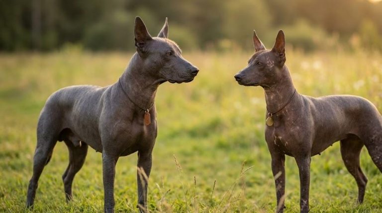male female xoloitzcuintle dog comparison portrait