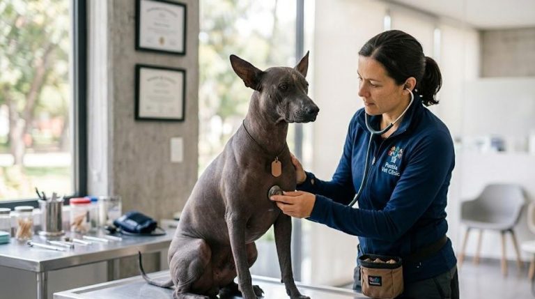 Close up of Xoloitzcuintle health problems showing alert and calm dog